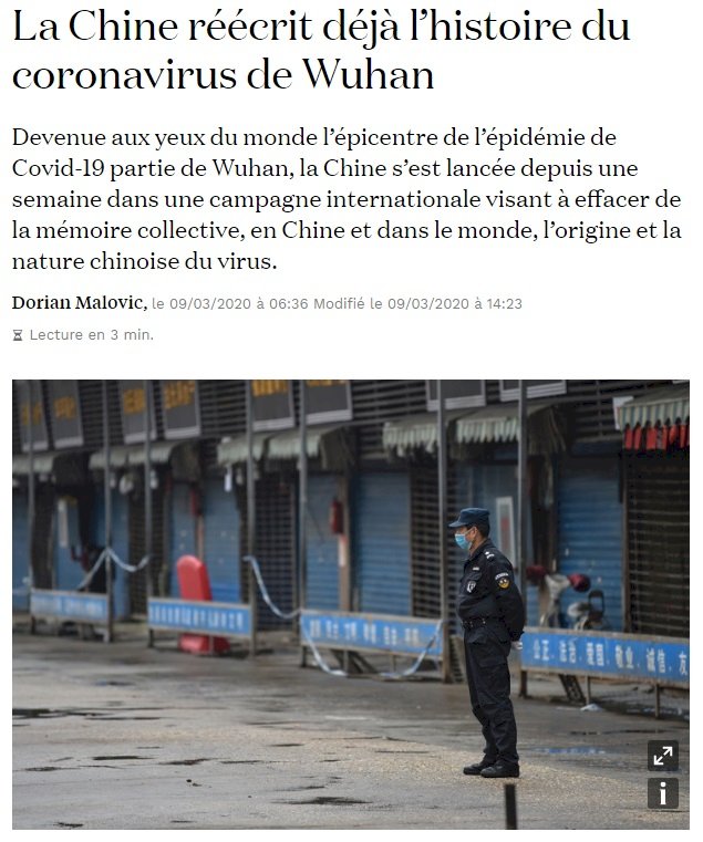 法媒：中國動員外交媒體 企圖改寫武漢肺炎歷史