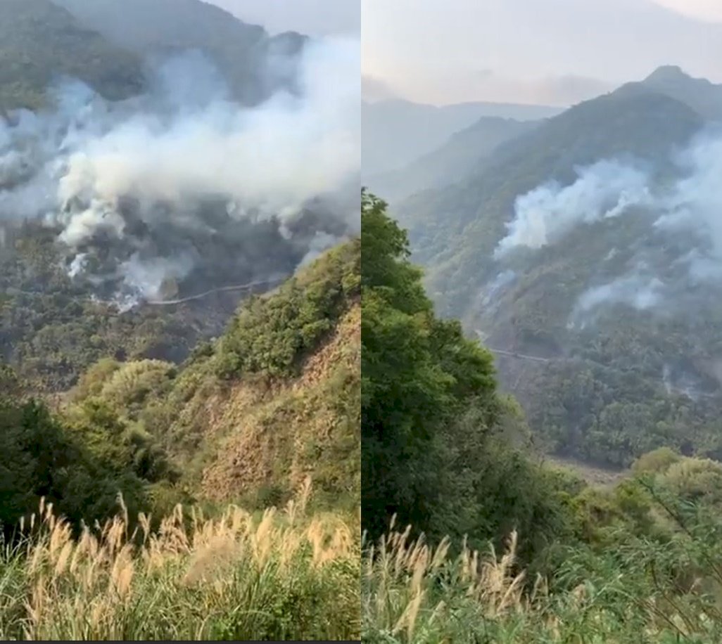 新竹縣尖石鄉火燒山 &nbsp;消防人員灌救中