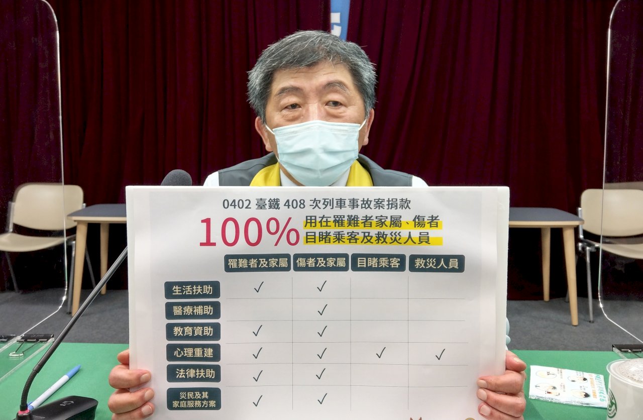 強調善款100%用於傷亡者及家屬 陳時中：最快下週發出首筆善款