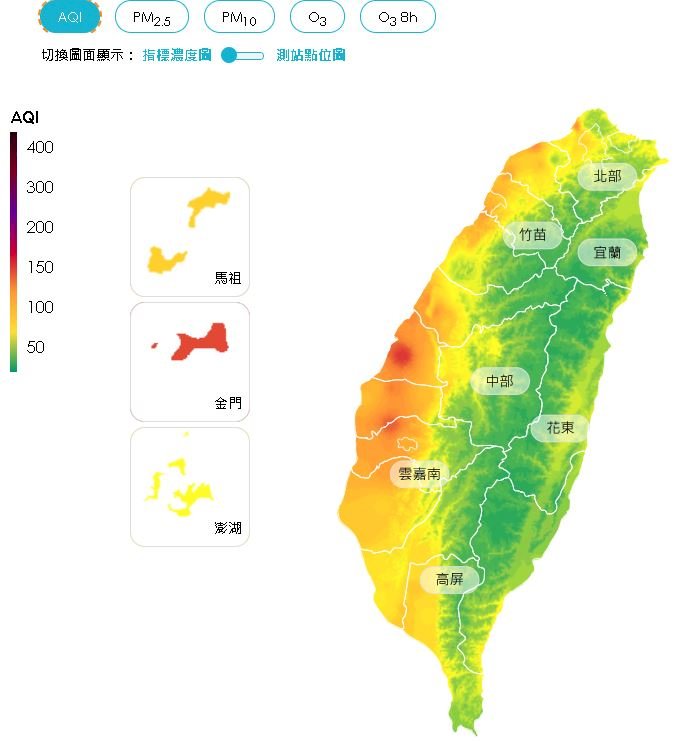 西半部擴散條件差 23測站空氣品質亮橘燈