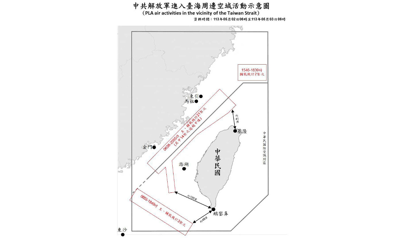 共軍31機艦台海周邊活動 最近距基隆41浬